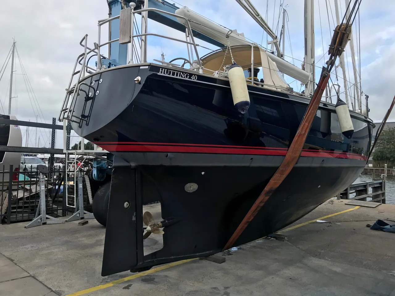 Lifted from the water, Coelacanth is undergoing a survey.