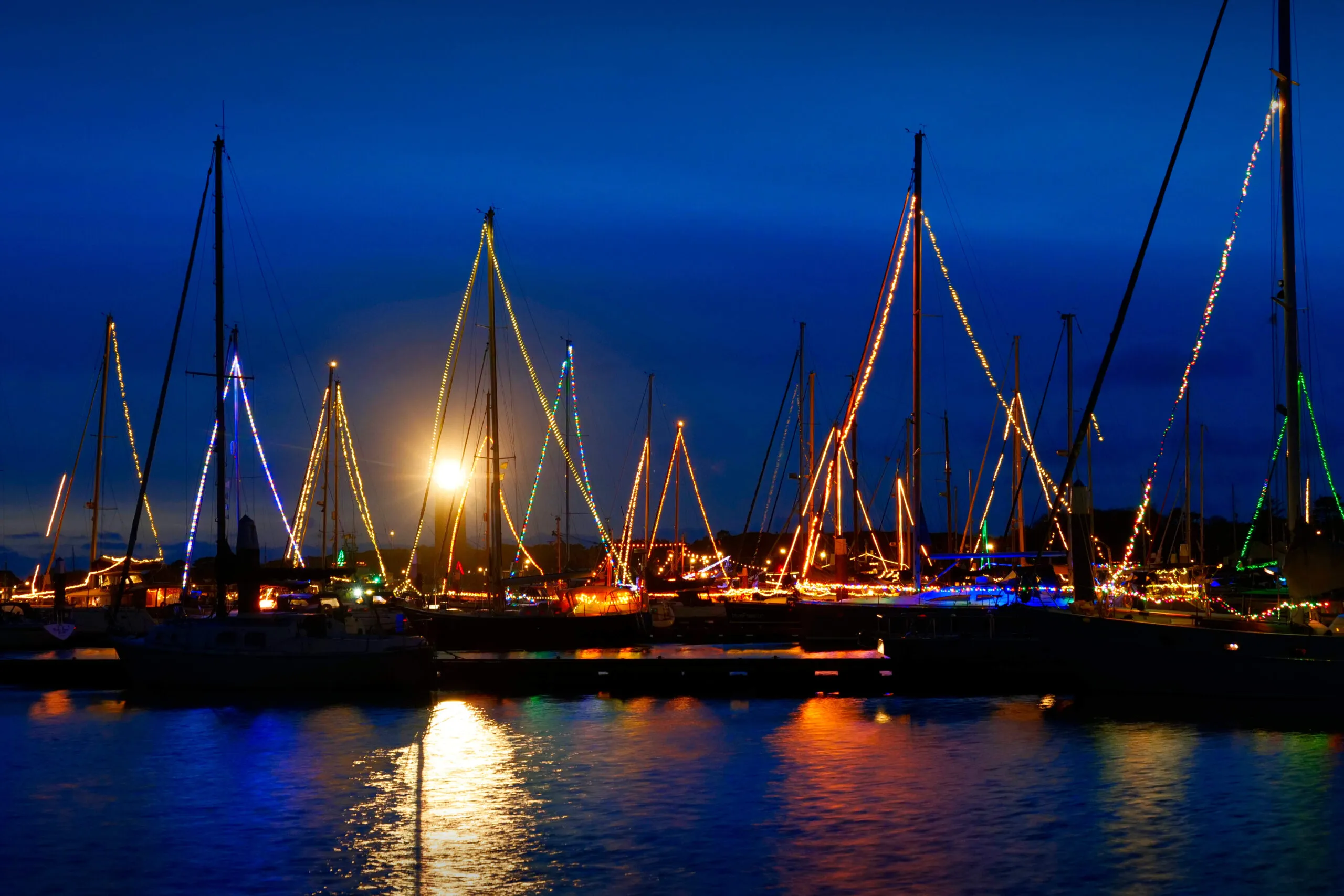 Waddenhaven Terschelling at Christmas with Brandaris lighthouse