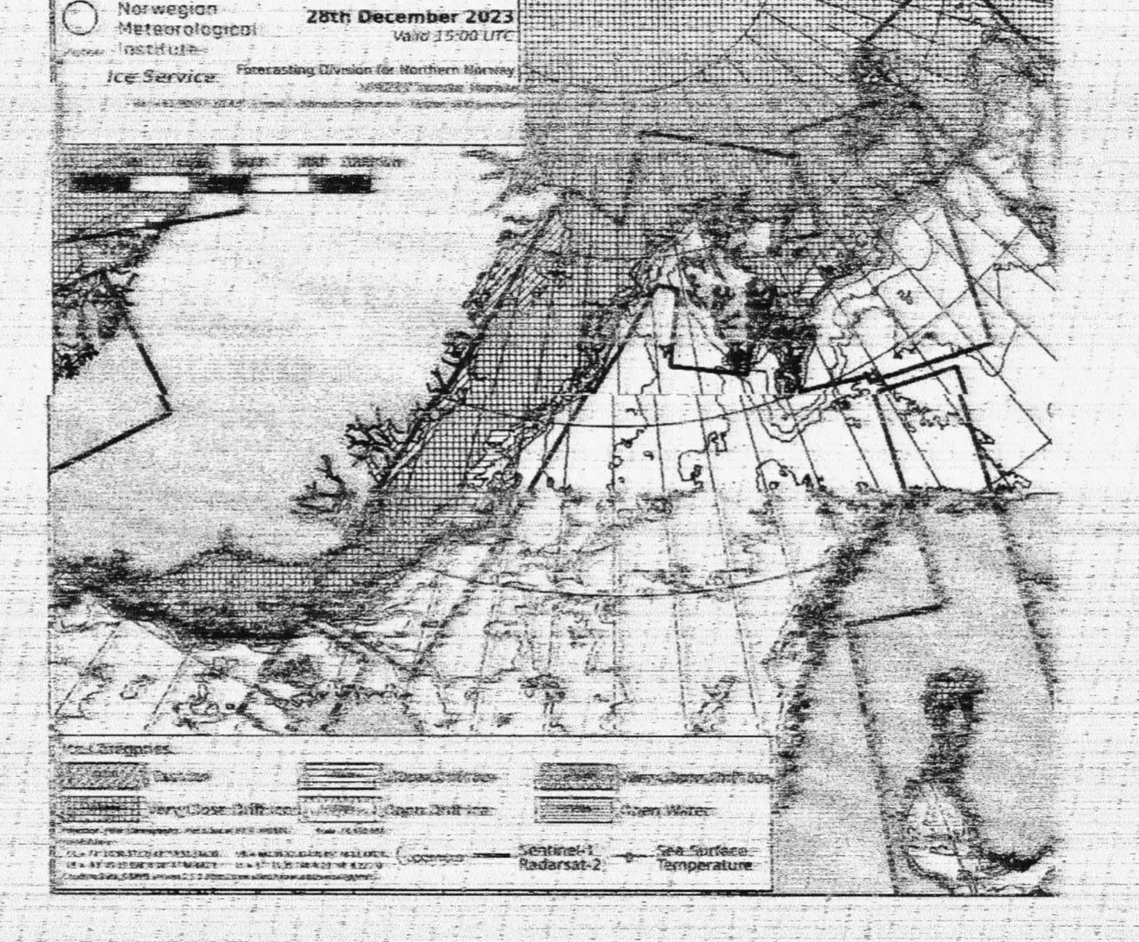 Ice chart received by short-wave radio.