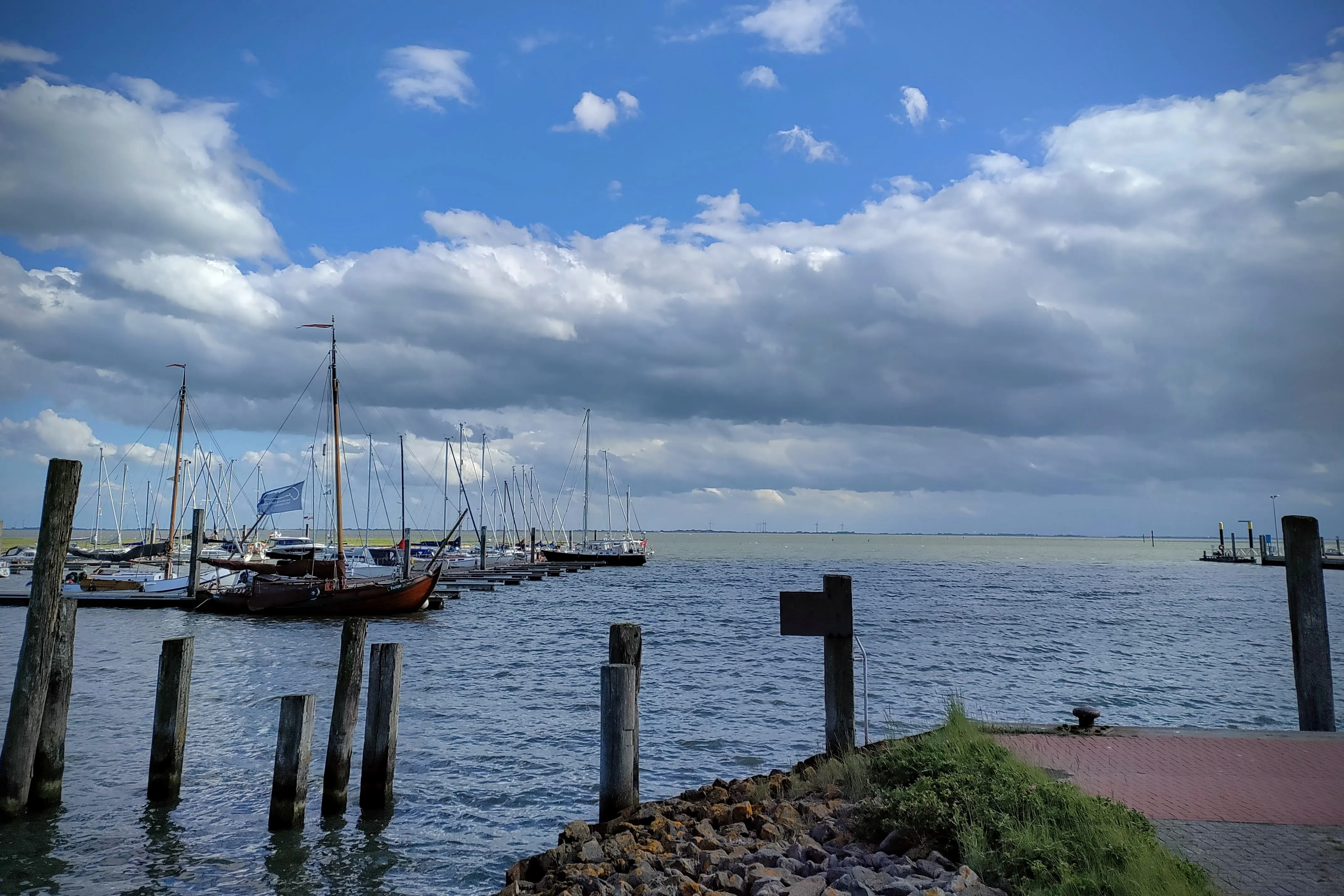 Spiekeroog's harbour at high tide.