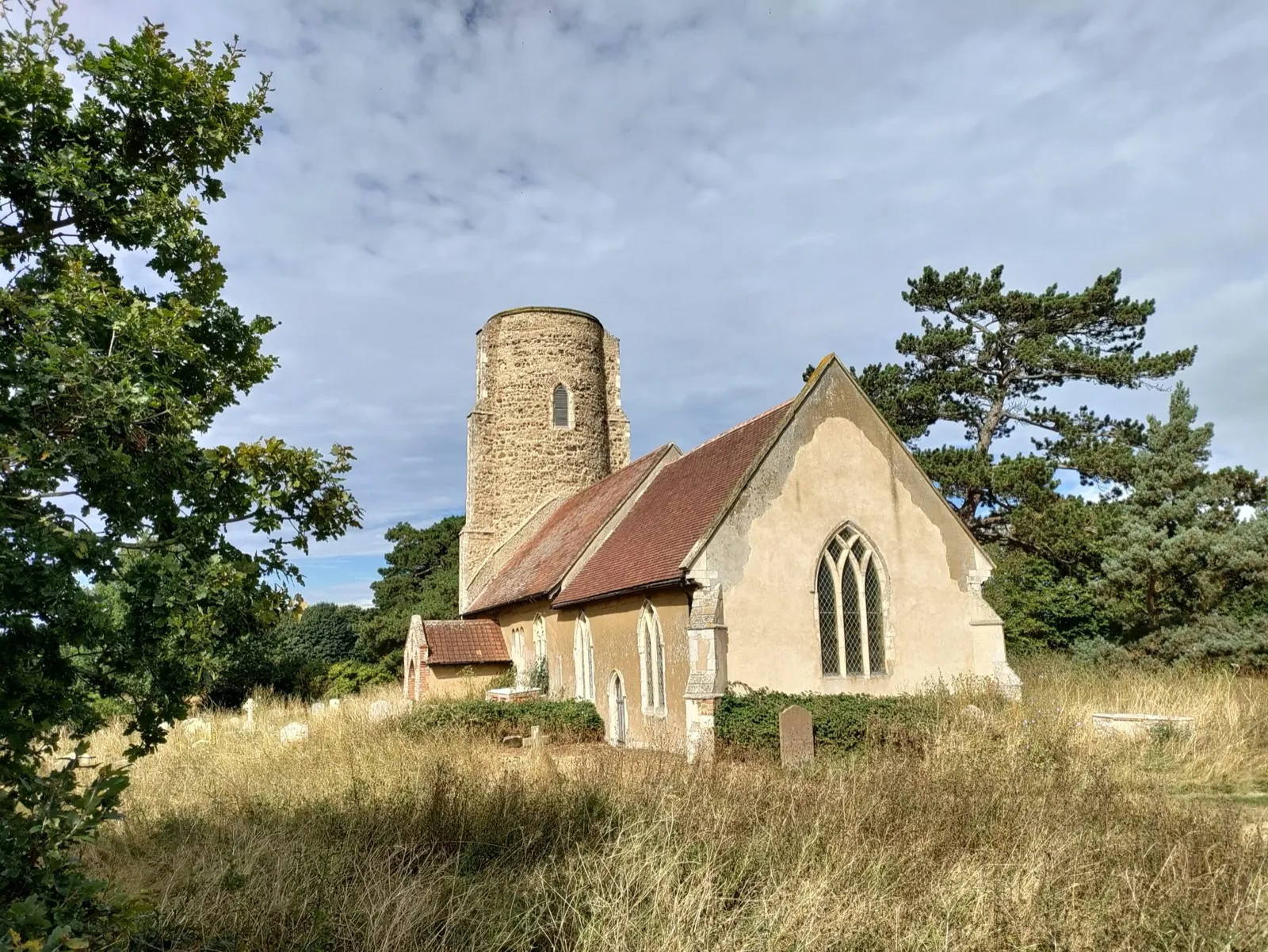 All Saints Church Ramsholt with its round church tower overlooking River Deben.