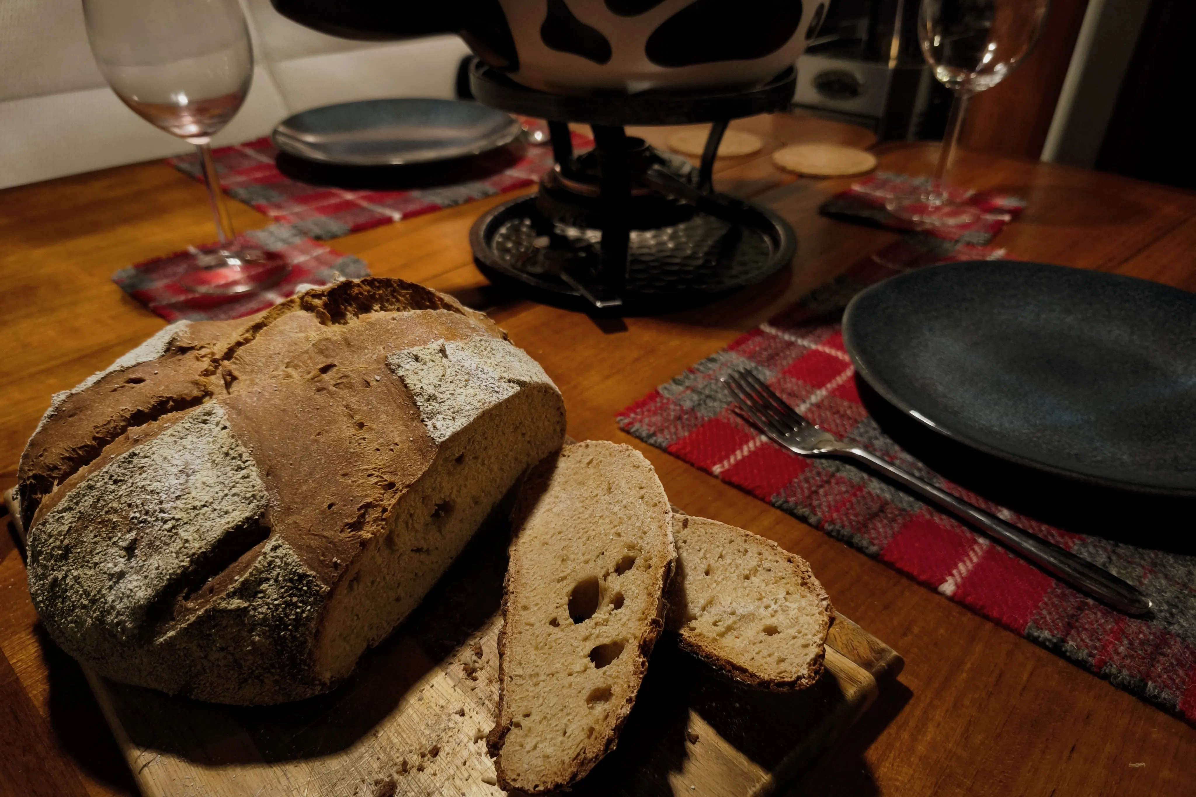 Fondue with self-baked bread.
