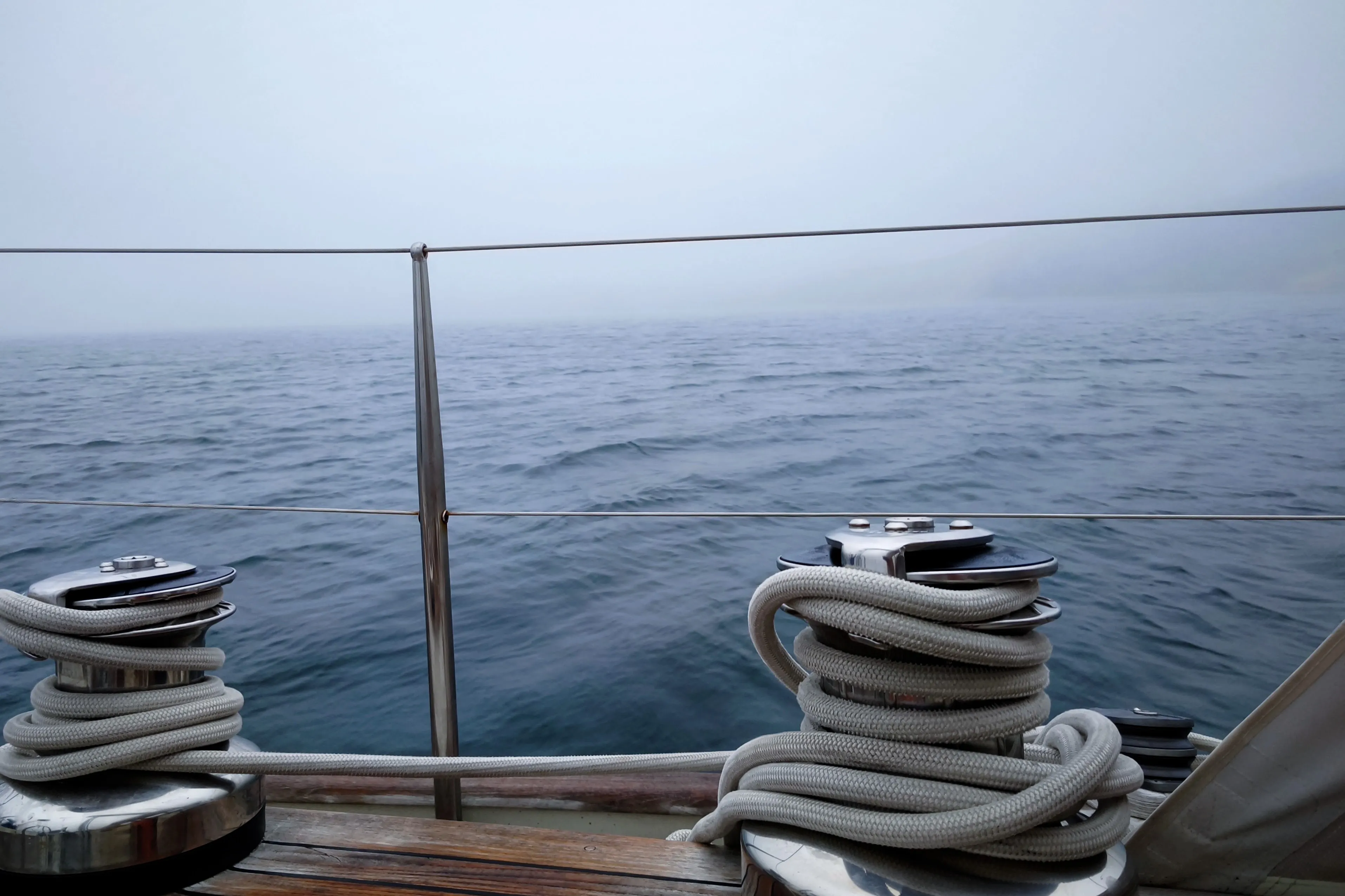 Heavy fog in the early hours while anchoring near Sønderborg.