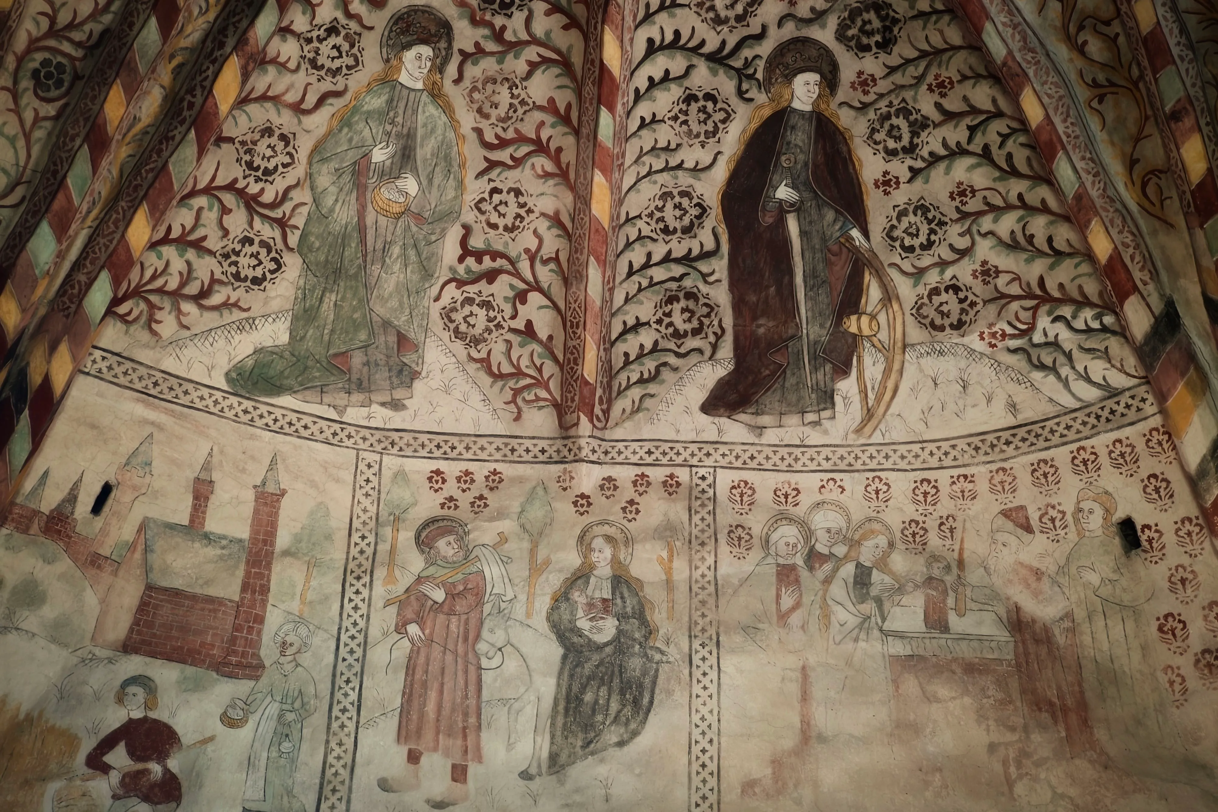 Mural paintings from around 1500 in Sankta Anna church, Kumlinge.