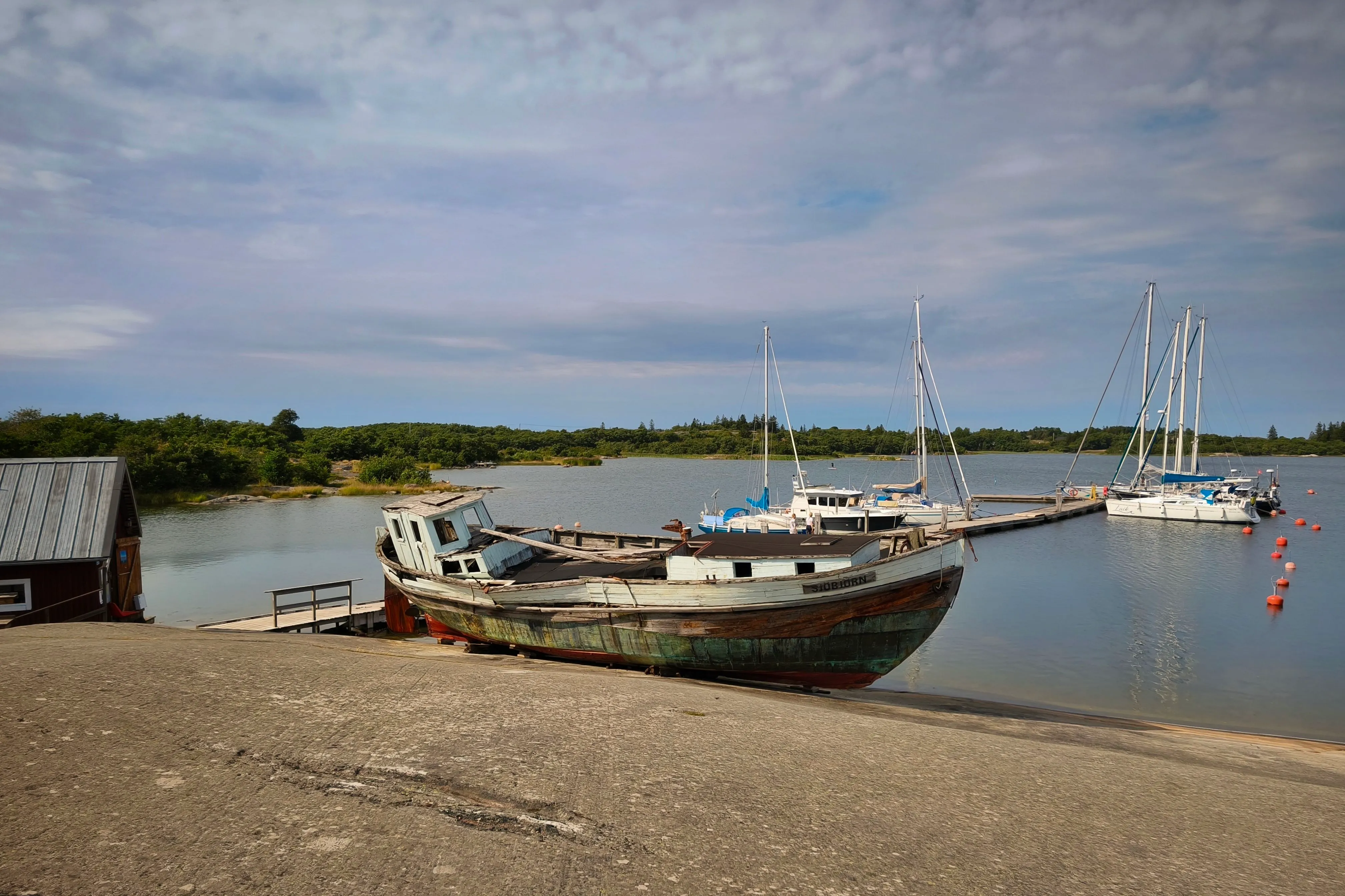 Old harbour at Sandvik in Kökar, Åland.