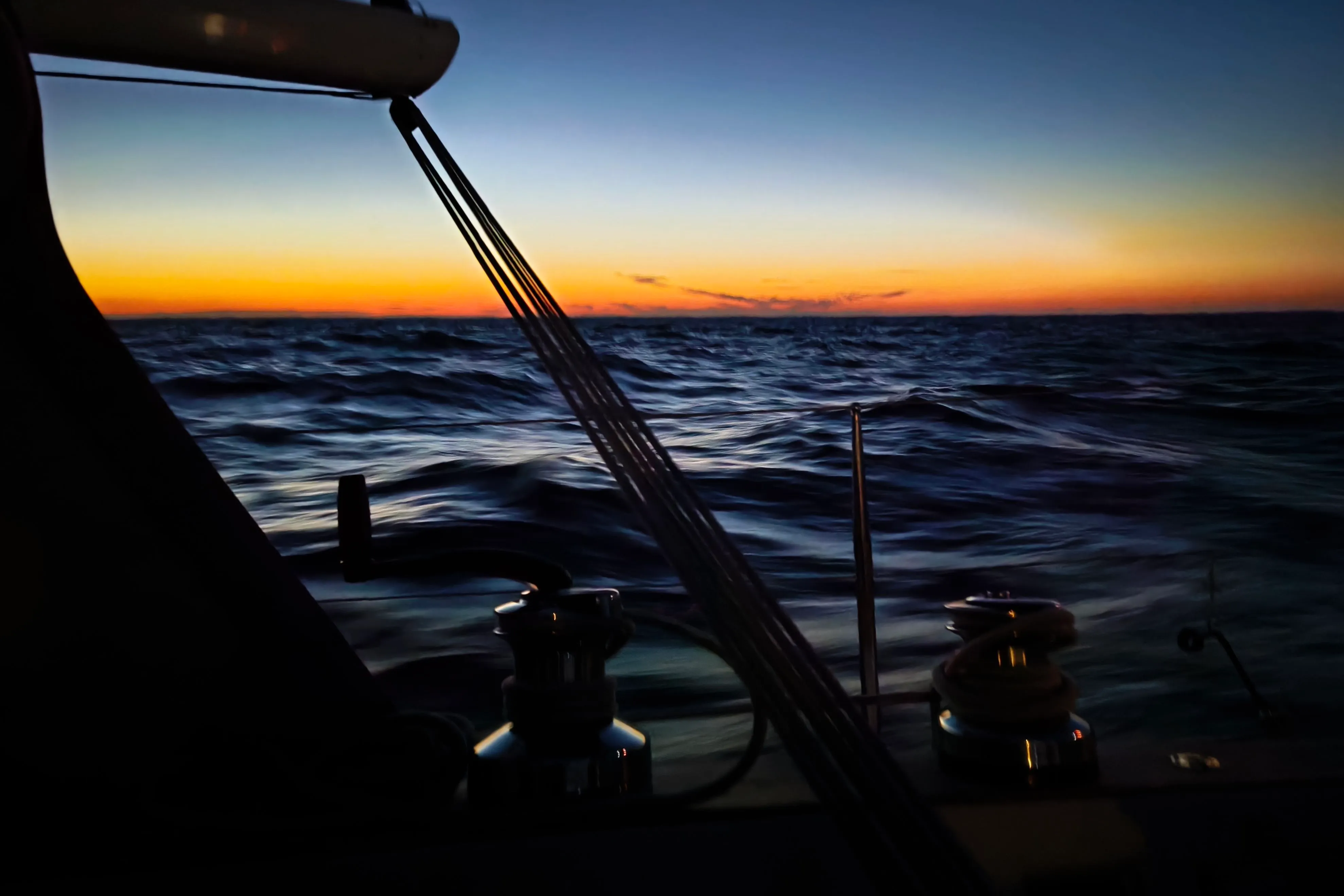 The last sunlight behind the island Falster, Denmark.